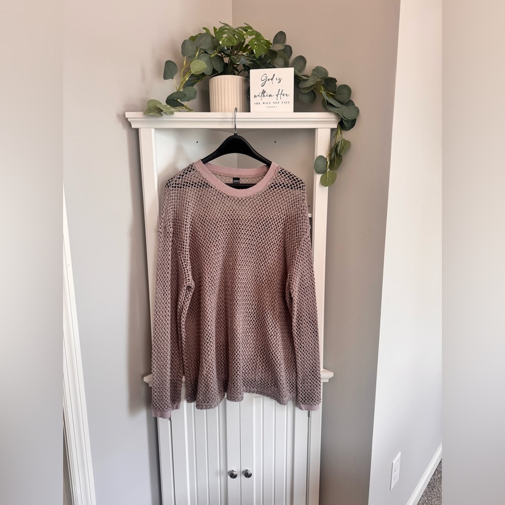 Women's Mesh Knit Sweater - tan